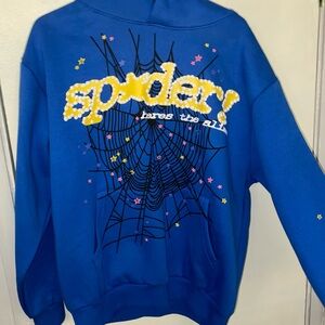 Spider Blue Graphic Cardigan Sweater